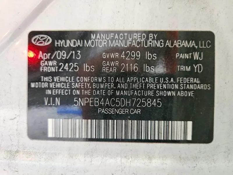 2013 HYUNDAI SONATA GLS  