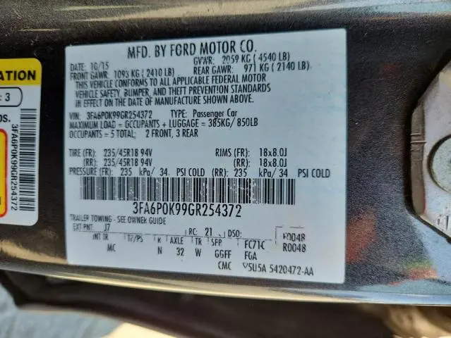 2016 FORD FUSION TITANIUM  