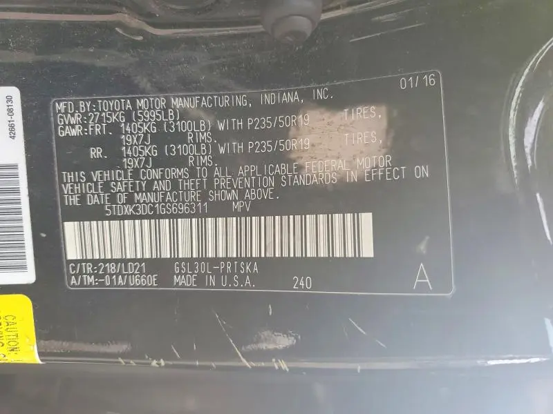 2016 TOYOTA SIENNA SE 8-PASSENGER  