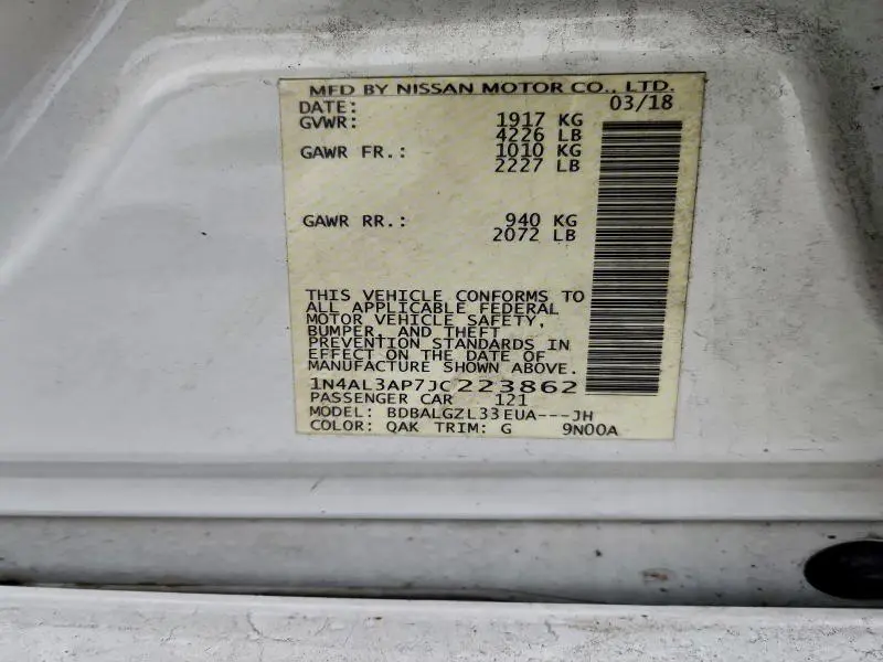 2018 NISSAN ALTIMA 2.5  