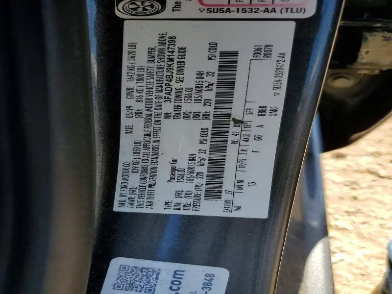 2019 FORD FIESTA SE  