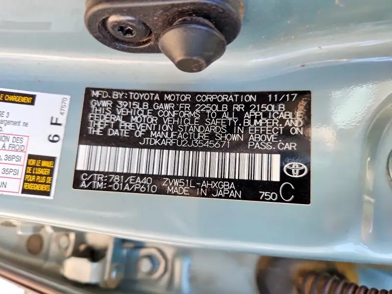 2018 TOYOTA PRIUS FOUR  