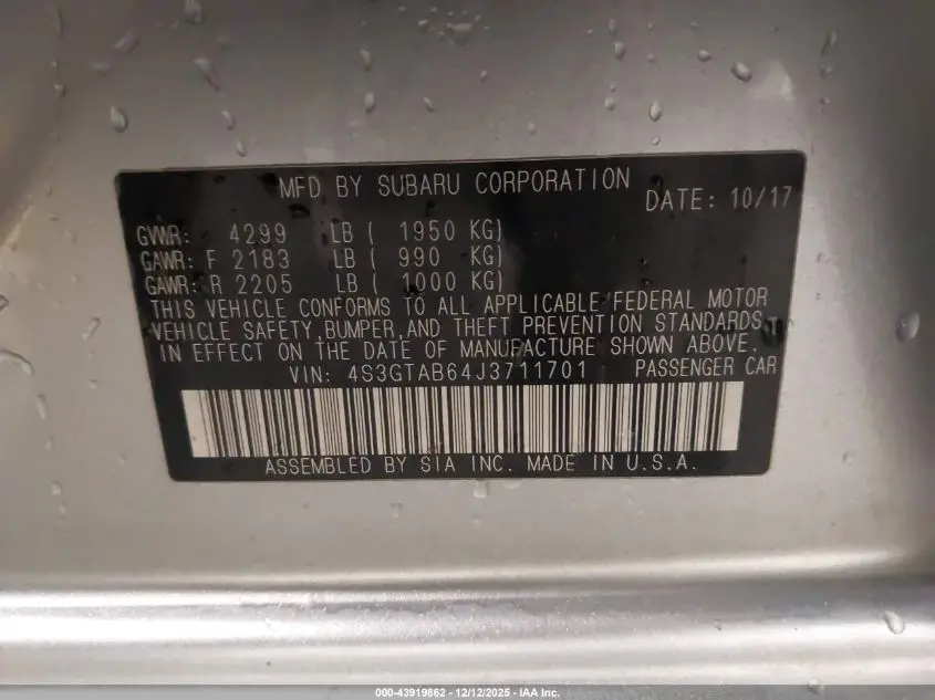 2018 SUBARU IMPREZA 2.0I PREMIUM