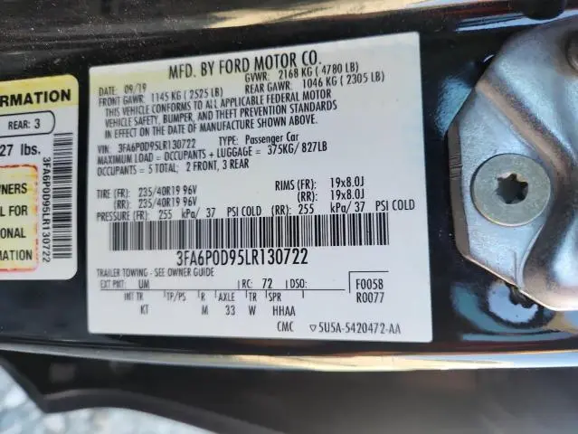 2020 FORD FUSION TITANIUM  