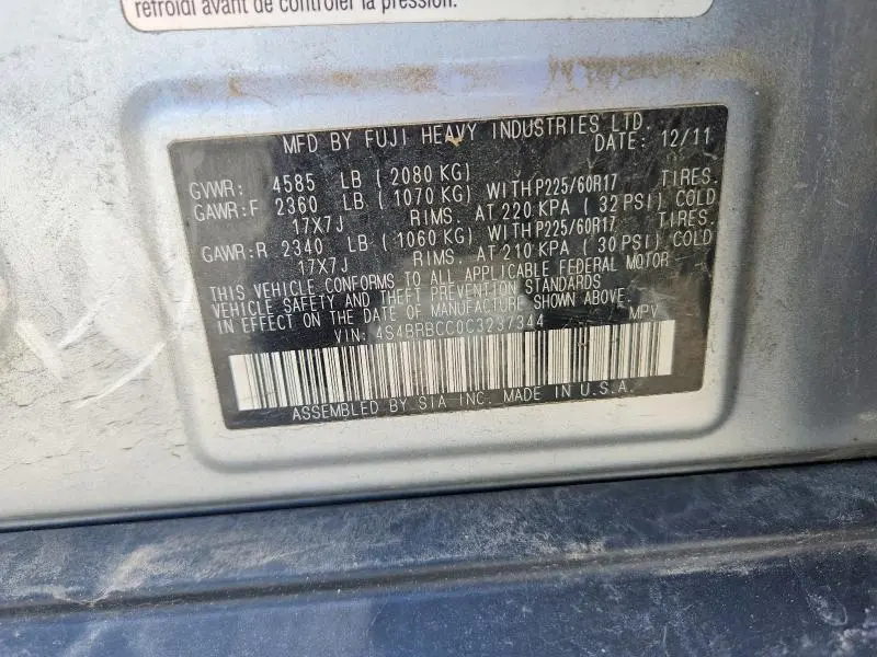 2012 SUBARU OUTBACK 2.5I PREMIUM  