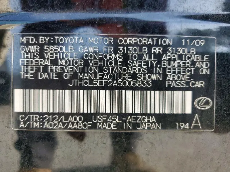 2010 LEXUS LS 460  