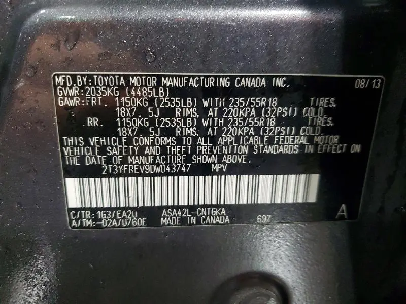 2013 TOYOTA RAV4 LIMITED  