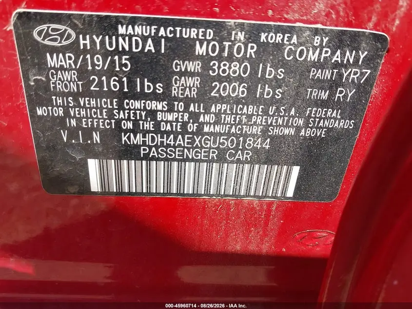 2016 HYUNDAI ELANTRA VALUE EDITION