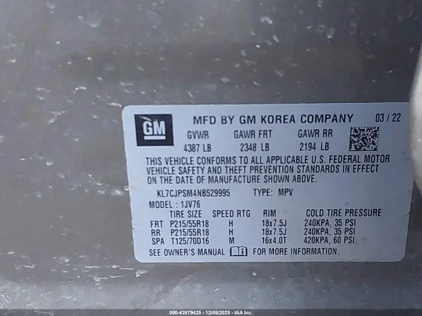 2022 CHEVROLET TRAX AWD LT