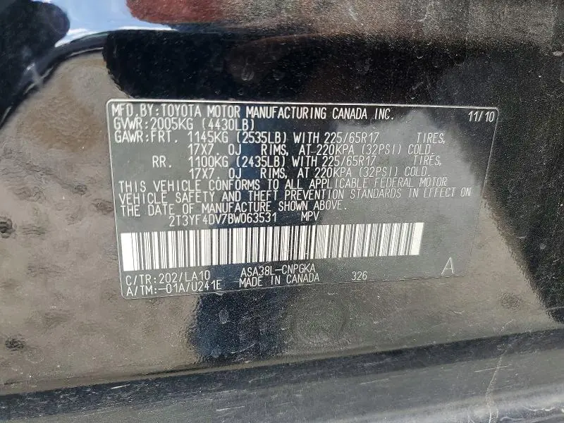 2011 TOYOTA RAV4 LIMITED  