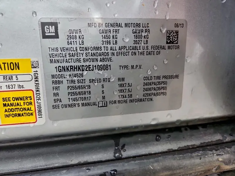 2014 CHEVROLET TRAVERSE LT  