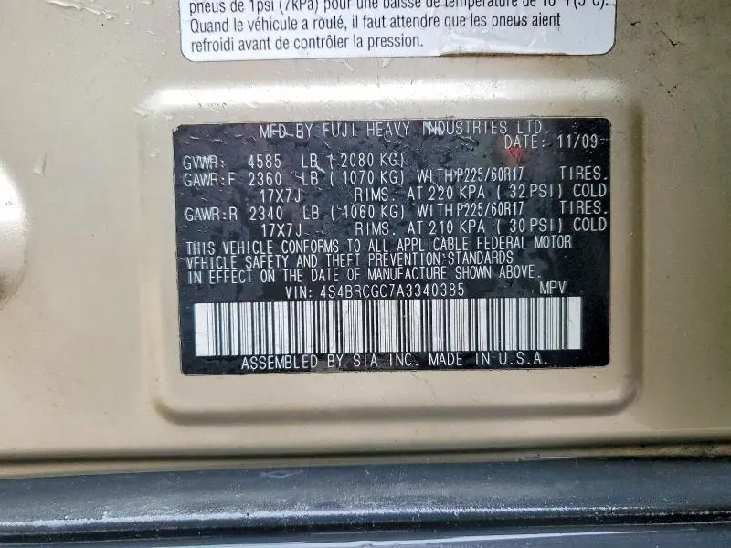 2010 SUBARU OUTBACK 2.5I PREMIUM  