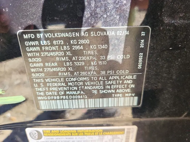 2014 VOLKSWAGEN TOUAREG V6  