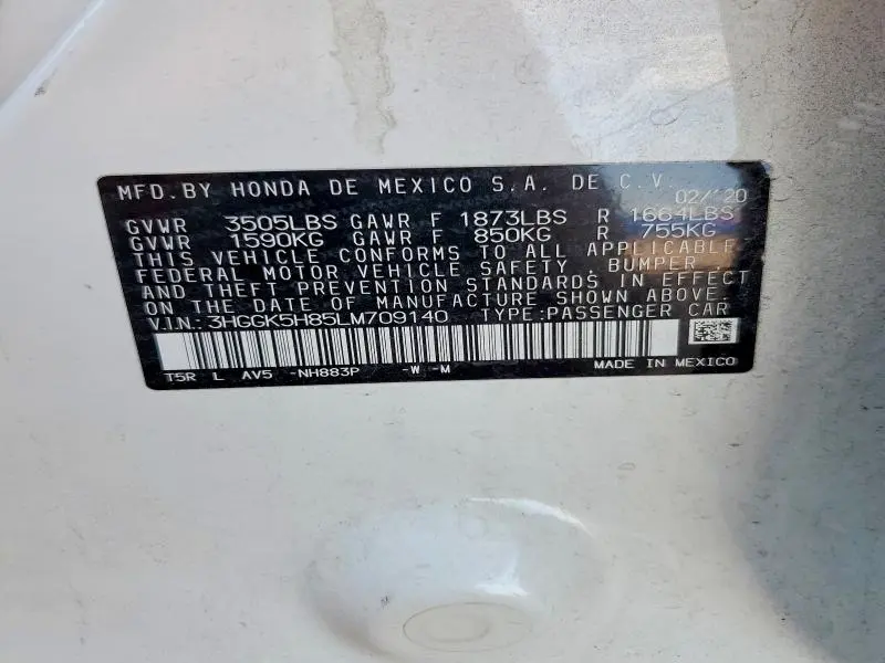 2020 HONDA FIT EX  