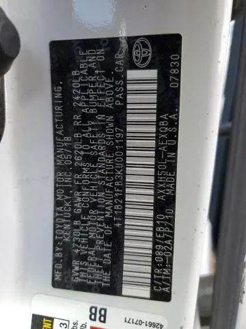 2019 TOYOTA AVALON XLE  