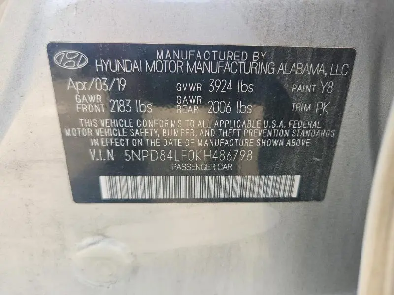 2019 HYUNDAI ELANTRA SEL  