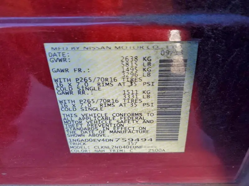 2013 NISSAN FRONTIER S  