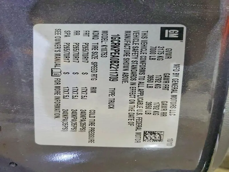 2011 CHEVROLET SILVERADO K1500  