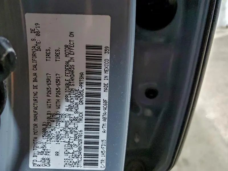 2019 TOYOTA TACOMA DOUBLE CAB  