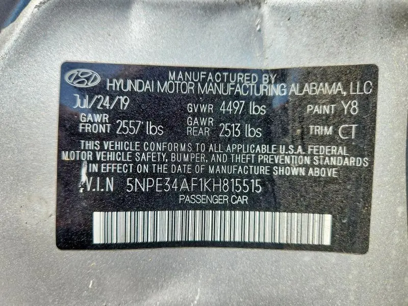 2019 HYUNDAI SONATA SPORT  