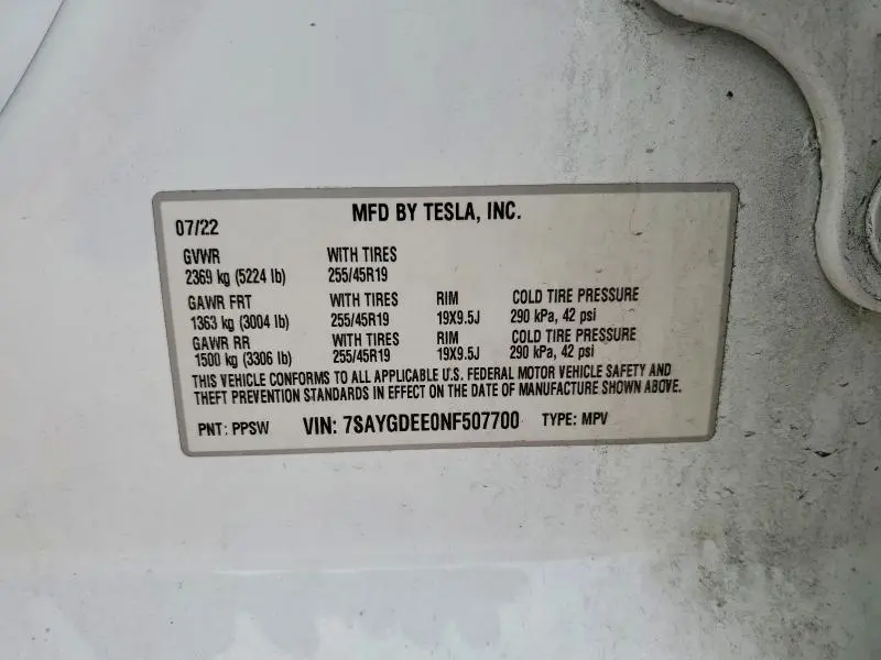 2022 TESLA MODEL Y   
