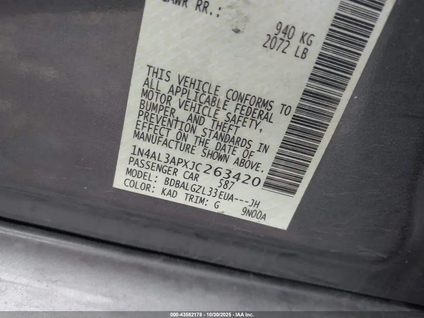 2018 NISSAN ALTIMA 2.5 S