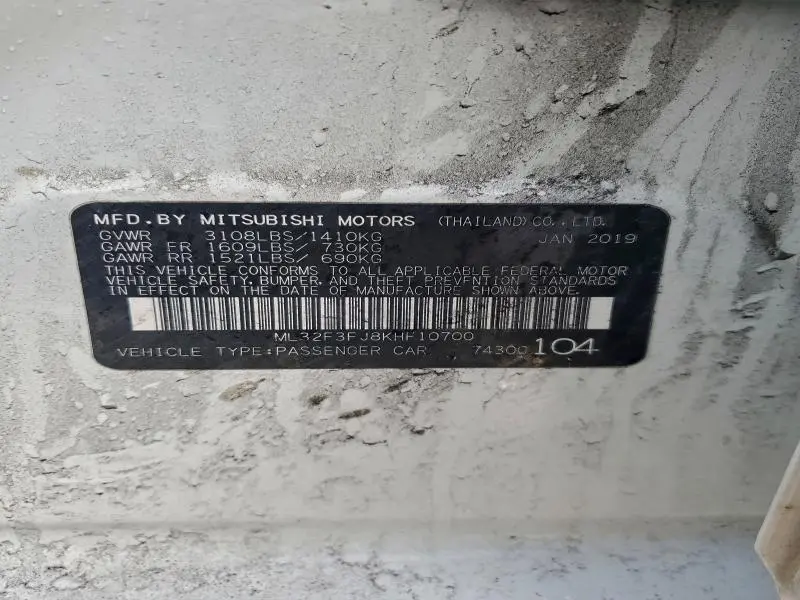 2019 MITSUBISHI MIRAGE G4 ES  