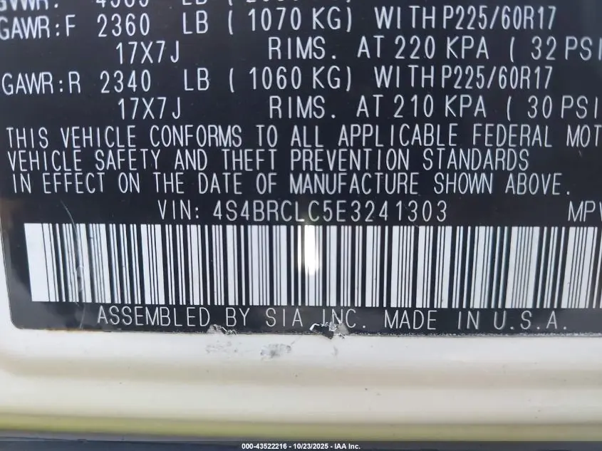 2014 SUBARU OUTBACK 2.5I LIMITED