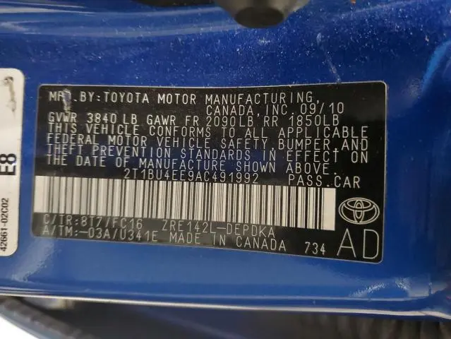 2010 TOYOTA COROLLA BASE  