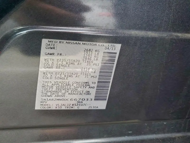 2013 NISSAN PATHFINDER S  