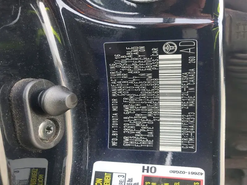 2016 TOYOTA COROLLA L  