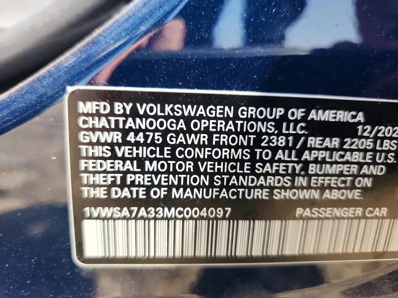 2021 VOLKSWAGEN PASSAT SE  