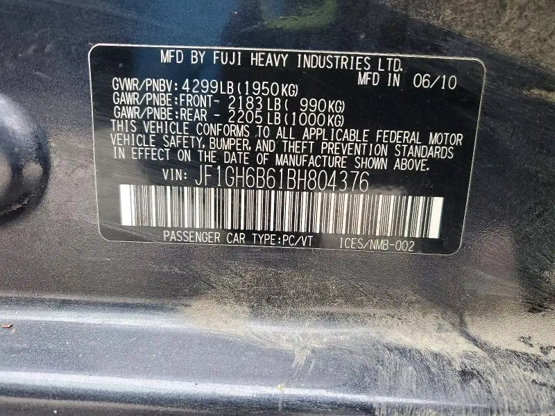 2011 SUBARU IMPREZA 2.5I PREMIUM  