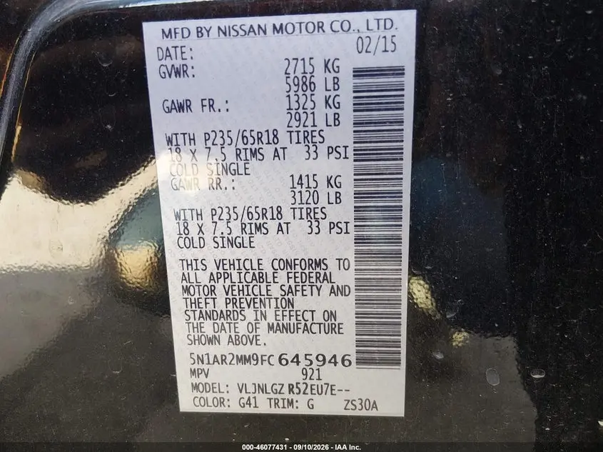2015 NISSAN PATHFINDER SL