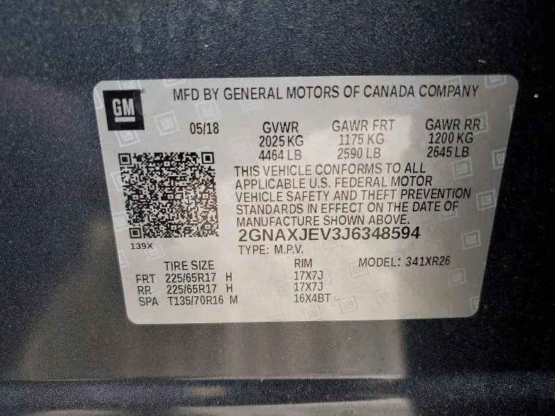 2018 CHEVROLET EQUINOX LT  