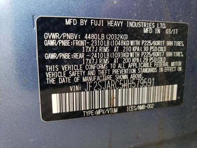 2017 SUBARU FORESTER 2.5I LIMITED  