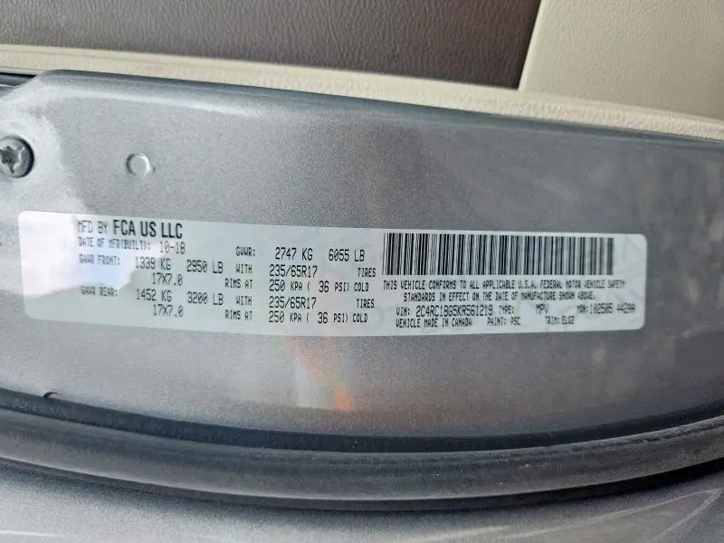2019 CHRYSLER PACIFICA TOURING L  