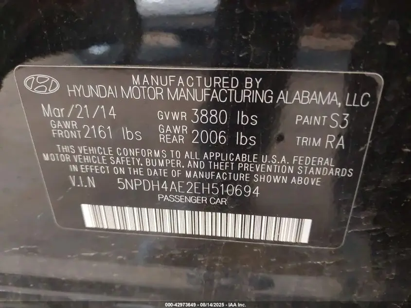 2014 HYUNDAI ELANTRA SE