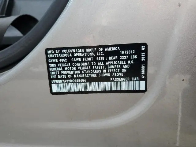 2013 VOLKSWAGEN PASSAT SE  