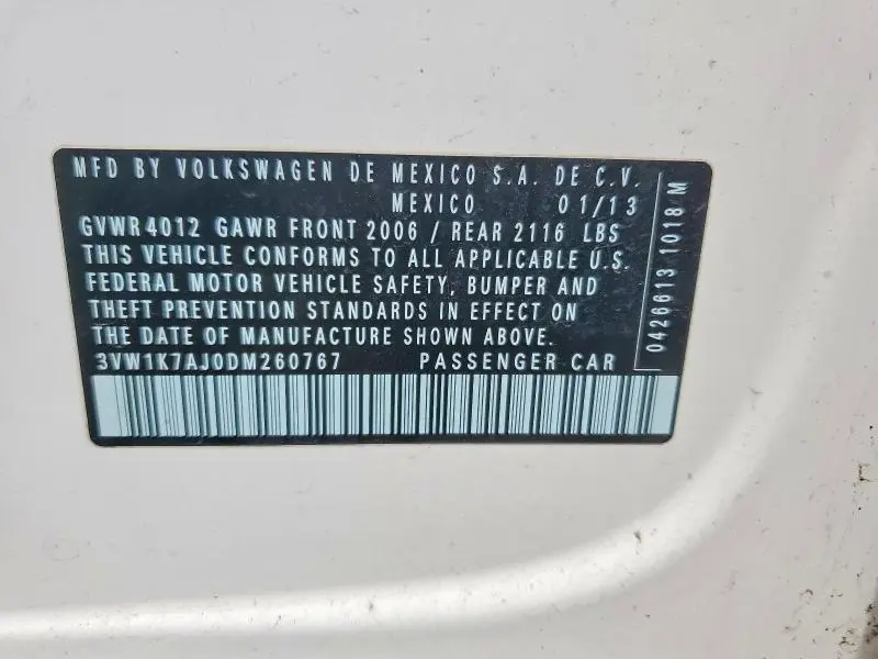 2013 VOLKSWAGEN JETTA BASE  