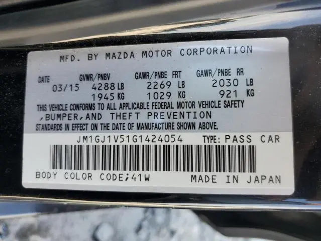 2016 MAZDA 6 TOURING  