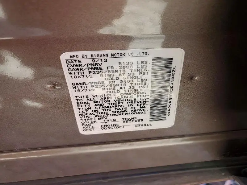 2014 NISSAN MURANO SL  