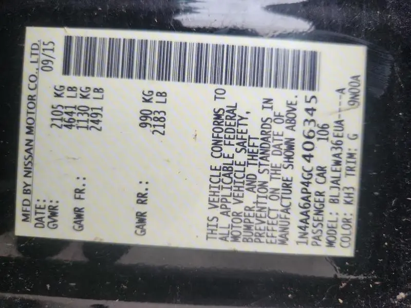 2016 NISSAN MAXIMA 3.5S  