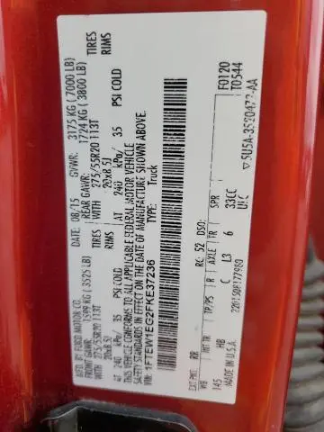 2015 FORD F150 SUPERCREW