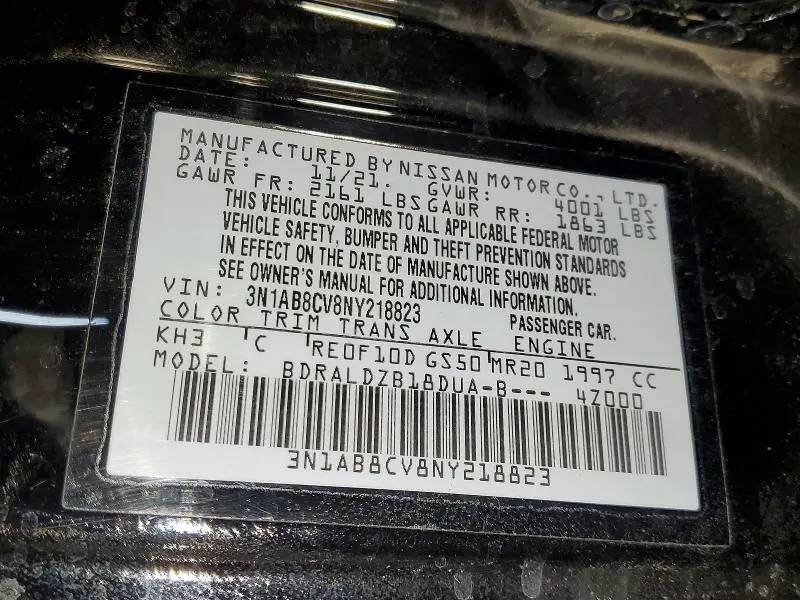 2022 NISSAN SENTRA SV  