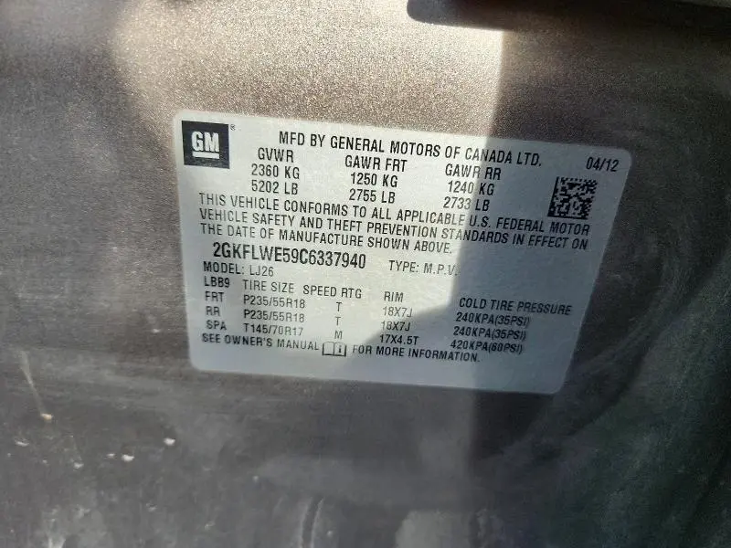 2012 GMC TERRAIN SLT  