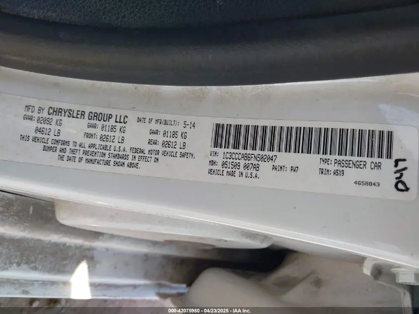 2015 CHRYSLER 200 LIMITED