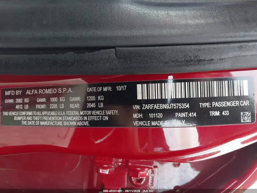 2018 ALFA ROMEO GIULIA RWD