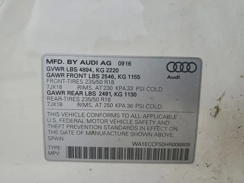 2017 AUDI Q3 PREMIUM  