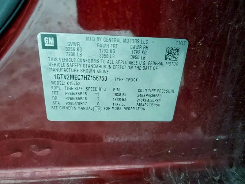 2017 GMC SIERRA K1500 SLE  